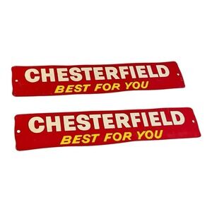 Vtg 1950's "Chesterfield Best For You"  Tin Litho Cigarette Sign 10.5" NICE Set